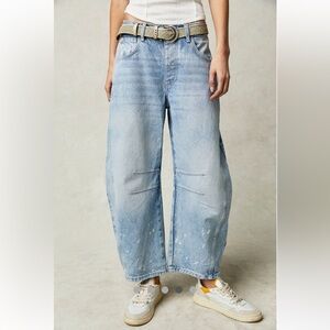 We The Free People Good Luck Mid Rise Barrel Jeans 28